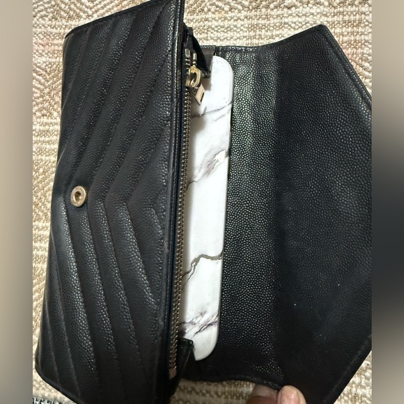 Yves Saint Laurent Black Wallet/Clutch with Gold Chain - Picture 8 of 8